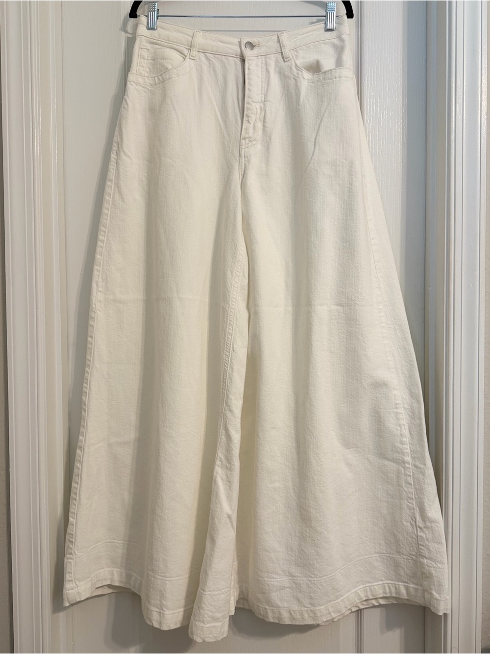 Pilcro Anthropologie Cream Ultra Wide Leg Pants Boho 70s Hippie Style Sz 29